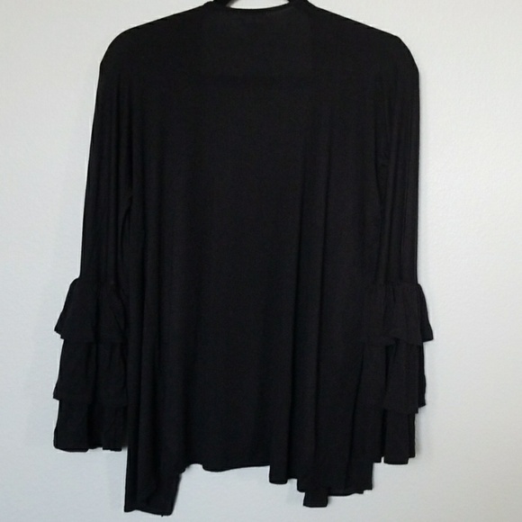 Charming Charlie Witchy Hippie Black Open Front Tiered Sleeve Cardigan Small - Picture 6 of 6